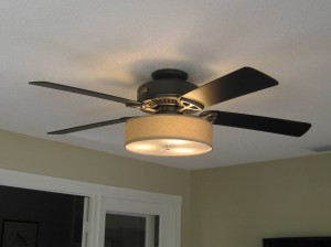 Low Profile Linen Drum Shade Light Kit For Ceiling Fans