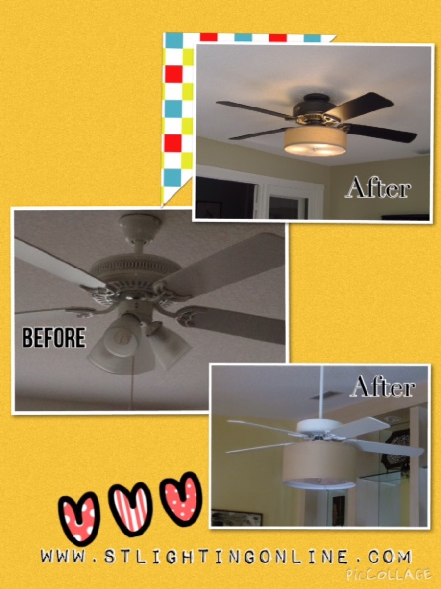 Ceiling Fan Before and After Light Kit