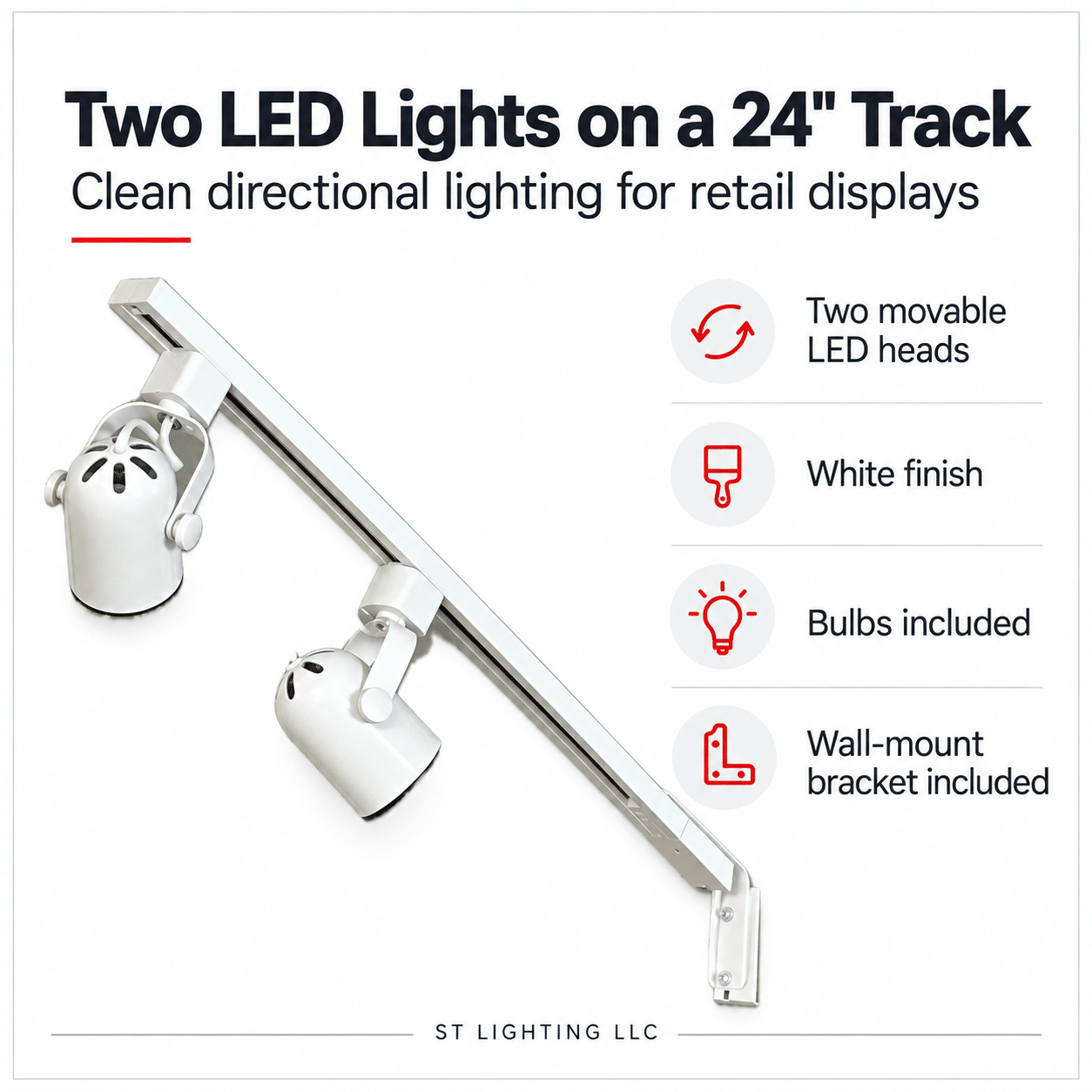 Dual-Head LED Wall Track Display Light for Slatwall & Gridwall - Image 2