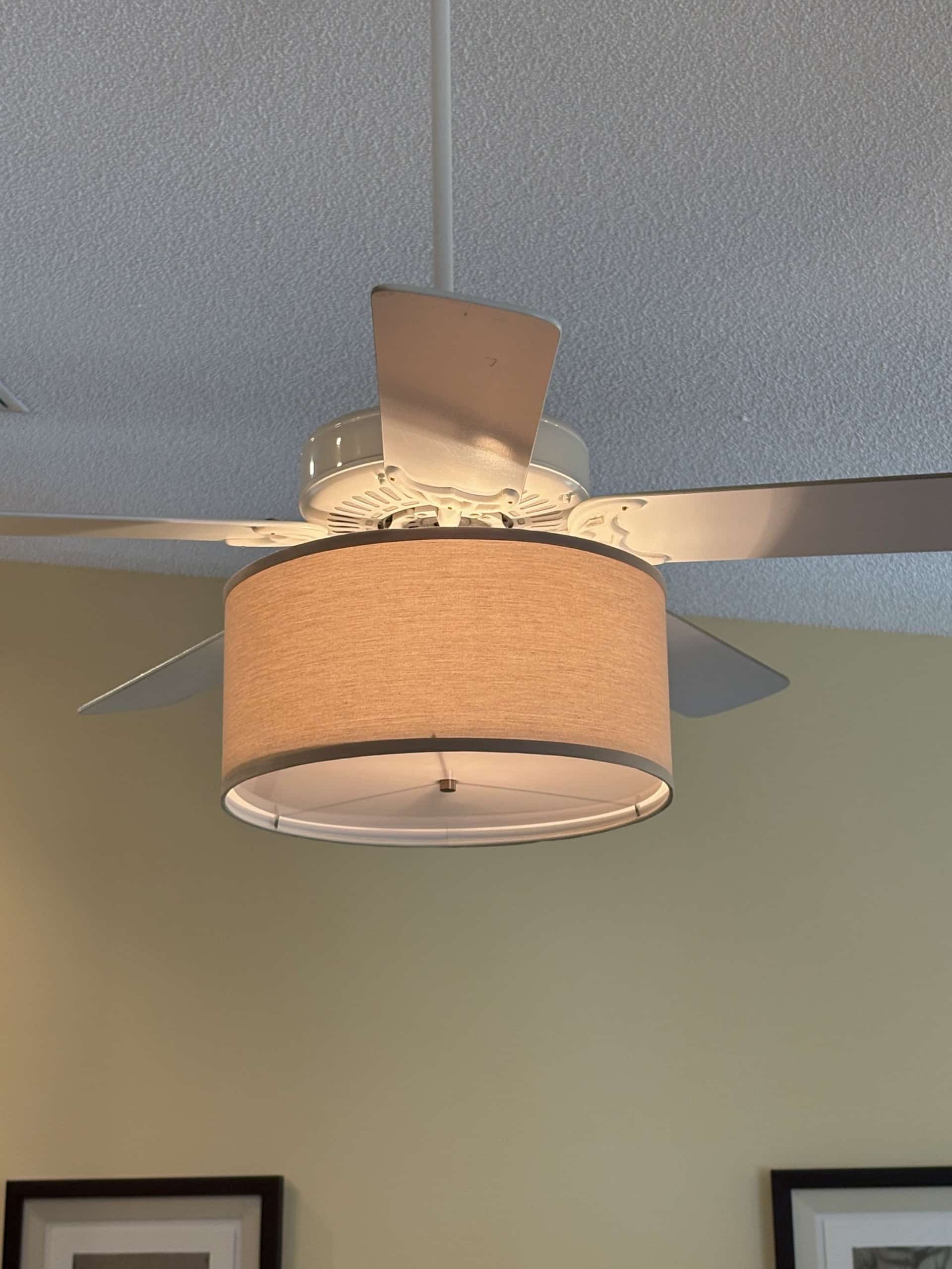 Large 17-Inch Linen Drum Shade Light Kit for Ceiling Fans - Image 2