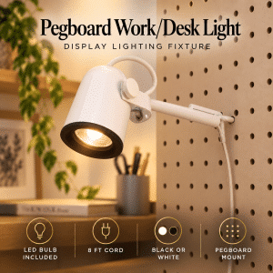 Pegboard Work/Desk Light with LED Bulb Included